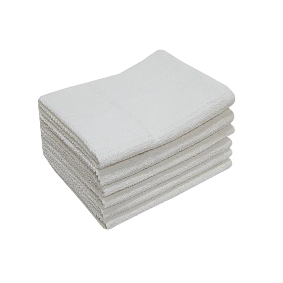 6-Piece Bar Mop Kitchen Towel Set, Solid White