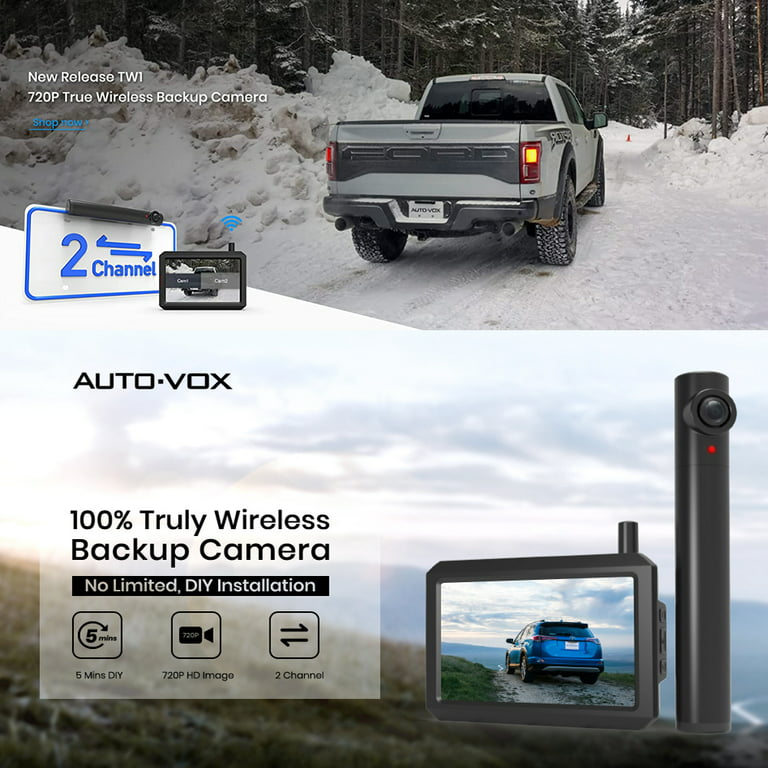 AUTO-VOX Solar Wireless Backup Camera 5'' Monitor Car Rear View Reverse  Systems