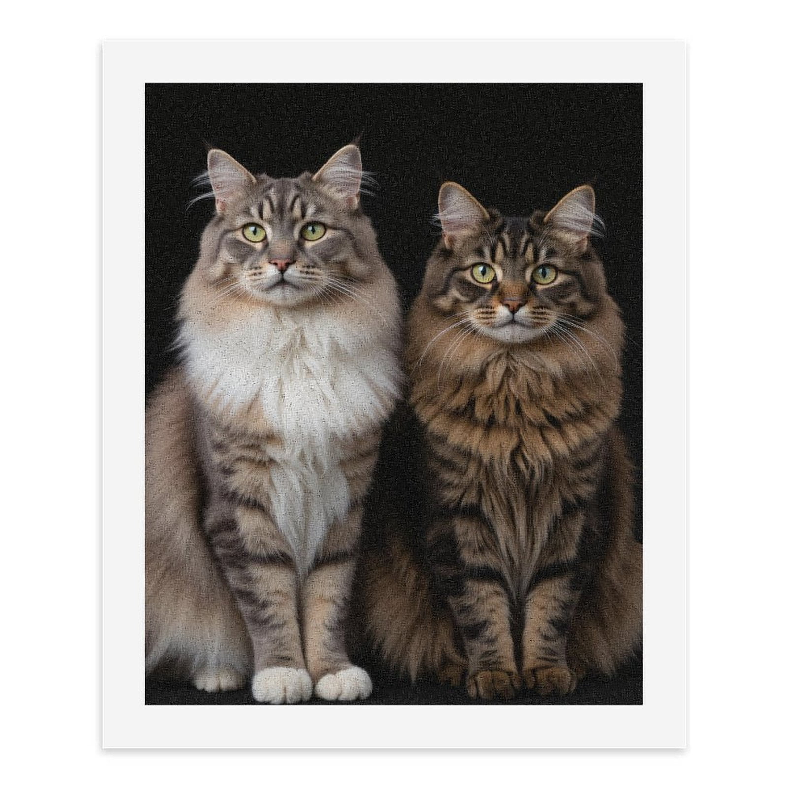 Paint By Numbers Kit for Adults Beginner - DIY Majestic Twin Cats Portrait Canvas Painting Kits for Adults, Frameless Paint By Number for Adults for Home Wall Decor 16x20 Inch
