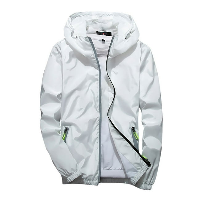 Manteau Chandail Réfléchissant pour Homme avec Poche, Mode Décontractée Automne Hiver, Style Western, Manches Longues, Manteau à Capuche, Cardigan à Cordon, Fermeture Éclair, Vestes Sport Unies, Blanc m
