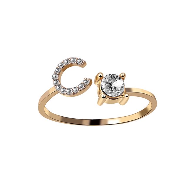 Anillo de acero de titanio con incrustaciones de letras, joyería de diamantes para mujer, conjunto de joyería de verano