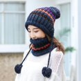 thumbnail image 1 of Gorro de invierno lindo con forma de bola larga para colgar, cálido gorro de lana para mujer, de color a juego, con protección para las orejas, a prueba de frío, de punto, 1 of 4