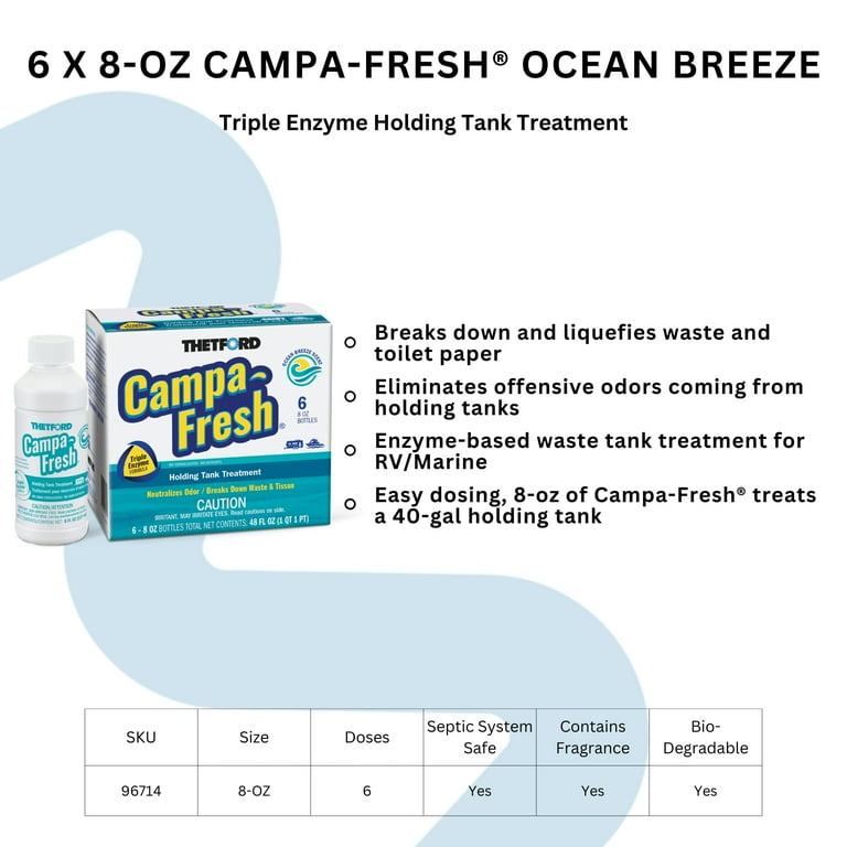 Thetford Campa-Fresh Ocean Breeze 6x8oz Liquid Holding Treatment
