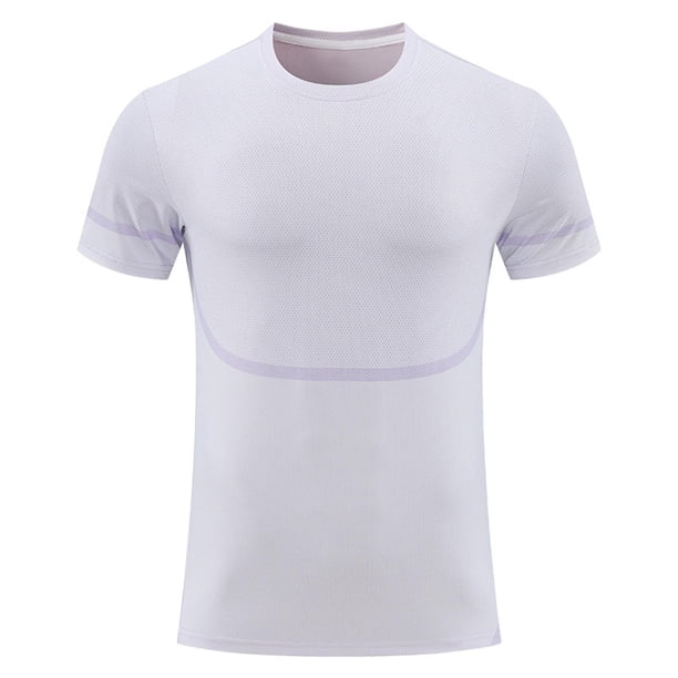 pstuiky camisetas para hombre, Camisas de verano para hombre, de color sólido, transpirables, de malla elástica, ajustadas, cómodas, deportivas, informales, de manga corta y cuello redondo xl