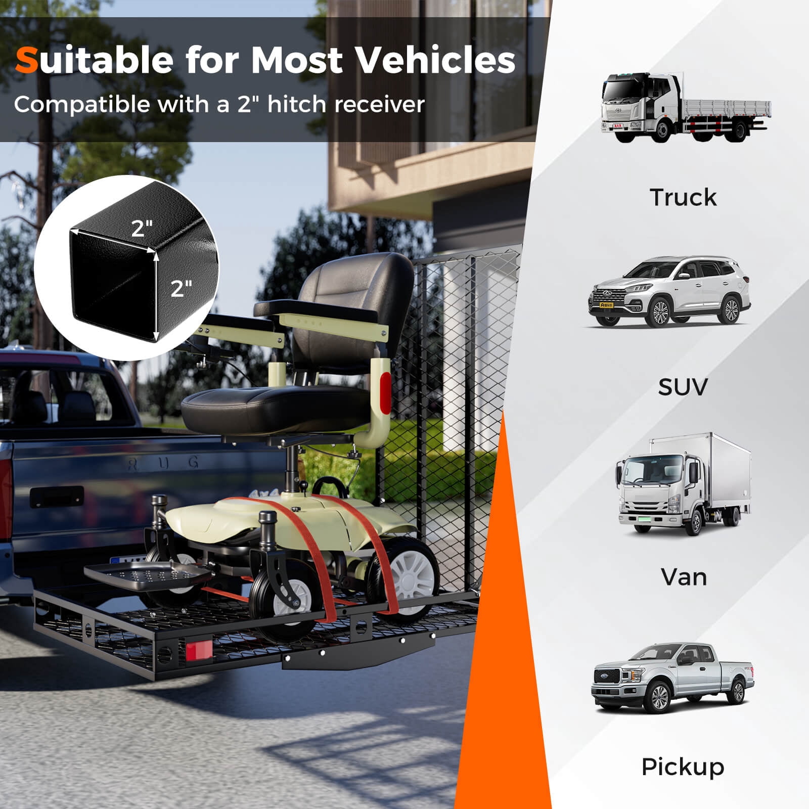 Costway 500lbs Strong Wheelchair Hitch Carrier Mobility Electric Scooter Loading Ramp