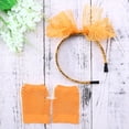 thumbnail image 4 of FELTECHELECTR Diadema de encaje de los 80, pendientes de neón, guantes de rejilla sin dedos para fiesta de los 80 (naranja), 4 of 6