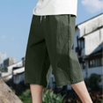thumbnail image 6 of Men's Cotton Casual Loose Straight Leg Shorts, Trousers, Joggers, Elastic Waist, Breathable, Lightweight, Drawstring, Summer Essentials, Daily Wear | JASKFLY,Army Green L, 6 of 7