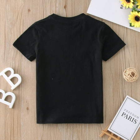 

kpoplk Short Sleeve Shirts For Toddler Short Family Blouse Clothes Outfits Girls Summer Leopard Tee Shirt Tshirts For Toddler(Black)