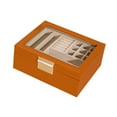 thumbnail image 4 of 2 capas Joyero de joyero Purnador de pendientes Organizador de joyas de contenedor Caja de almacenamiento de almacenamiento para baratijas Collares de Marrón naranja, 4 of 8