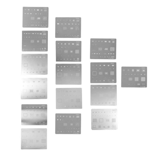 Mgaxyff 16pcs IC Chip BGA Reballing Stencil Kits Set Solder Template