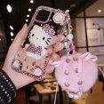 thumbnail image 1 of Sanrio-fundas de teléfono de dibujos animados de hello kitty para Samsung, carcasa trasera Ultra de felpa con pulsera, color rosa, para Samsung S22 ultra S21 S20 s10 s23 s23 Fivean unisex, 1 of 2