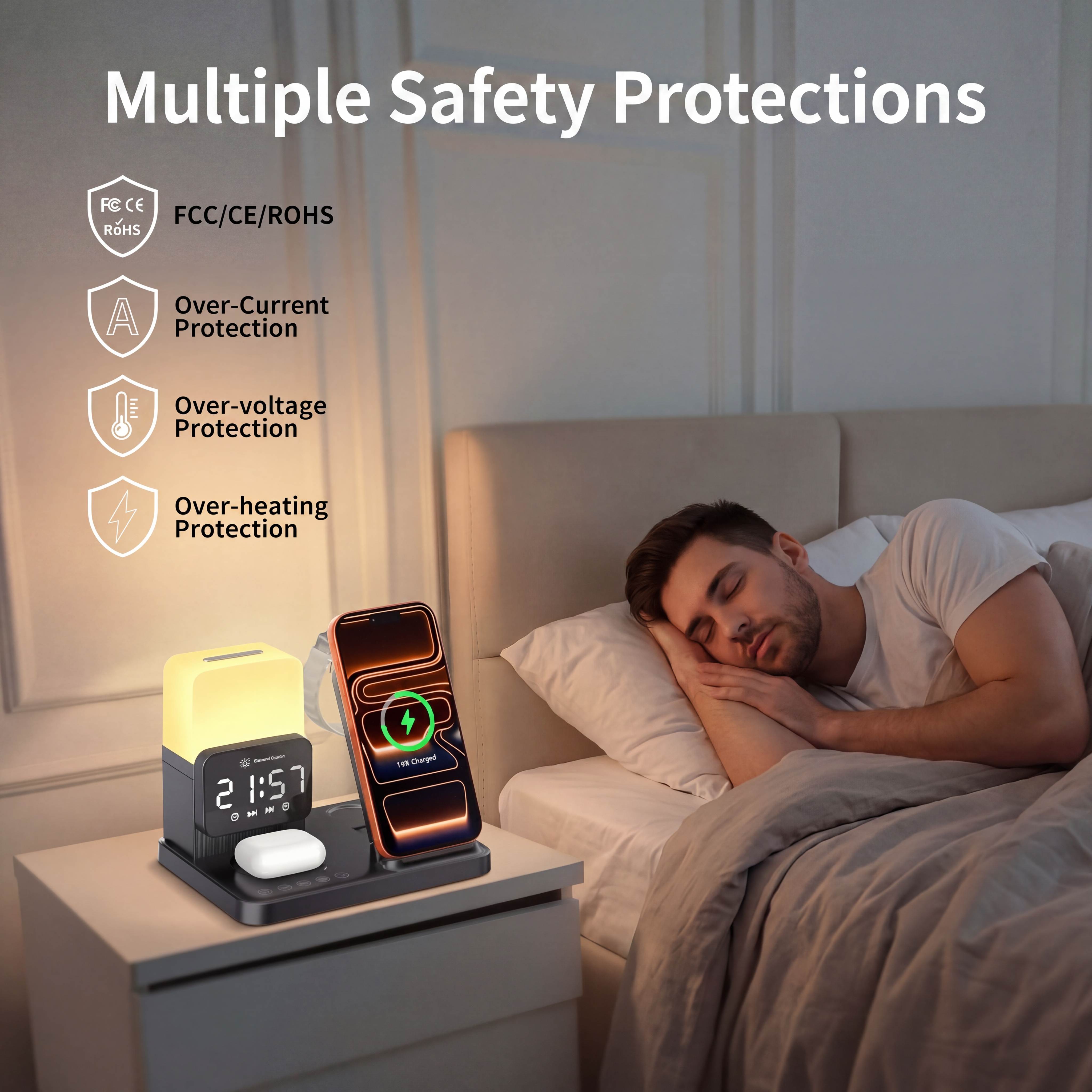 ETEPEHI 6-in-1 Wireless Charging Station with Night Light photo 6