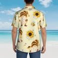 thumbnail image 6 of Daiia Watercolor Bee Honey Honeycomb Bee Hawaiian Shirt for Men Gentle Cotton Regular Short Sleeve Casual-Large, 6 of 9