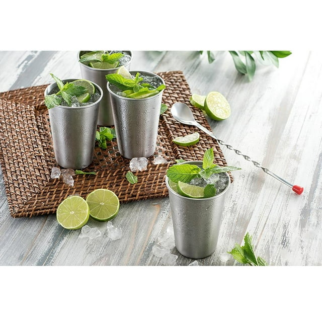 Vasos de acero inoxidable de 4 Psc para niños y niños pequeños, para el hogar, al aire libre, saludables, irrompibles, vasos para beber de metal Macarena Taza de beber de acero inoxidable