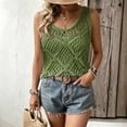 thumbnail image 4 of XINXIAOO Women's Summer Crochet Tank Tops Knit Sleeveless Scoop Neck Sweater Vest Boho Hollow Out Cover Ups, Size M, 4 of 5