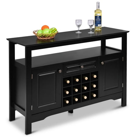 Buffet Server Sideboard - Gymax Storage Buffet Sever Cabinet Sideboard Table Wood Wine Rack