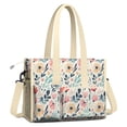 thumbnail image 2 of Teacher Tote Bag,Pioneer Flower Floral Print Pattern Teacher Utility Tote Bag,Large Work Tote Bags for Women with Multiple Pockets,Top Zipper Closure,13.8x10.6x6.7 Inch, 2 of 5