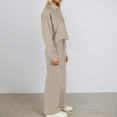 thumbnail image 2 of Letdown Plus Size Womens Lounge Set 2 Piece Outfits Oversized Pajama Set Long Sleeve Turtleneck Sweatshirt and Wide Leg Joggers with Pockets (Beige,L), 2 of 6