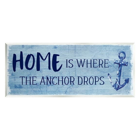 Stupell Industries Home Is Where Anchor Drops Nautical Beach Phrase Graphic Art Unframed Art Print Wall Art, Design by Susan Jill
