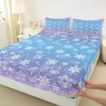 thumbnail image 3 of Manfei Merry Christmas Queen Sheet Sets,Xmas Snowflake Flat Sheet,Blue Purple White Queen Fitted Sheet For Teens,Ultra Soft Home Decor,4pcs, 3 of 7