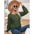 thumbnail image 2 of Oversized Sweater 90s Vintage Knitted Sweater for Women Long Sleeve Cable Knit Crewneck Pullover Tops Plus Size Army Green S, 2 of 8