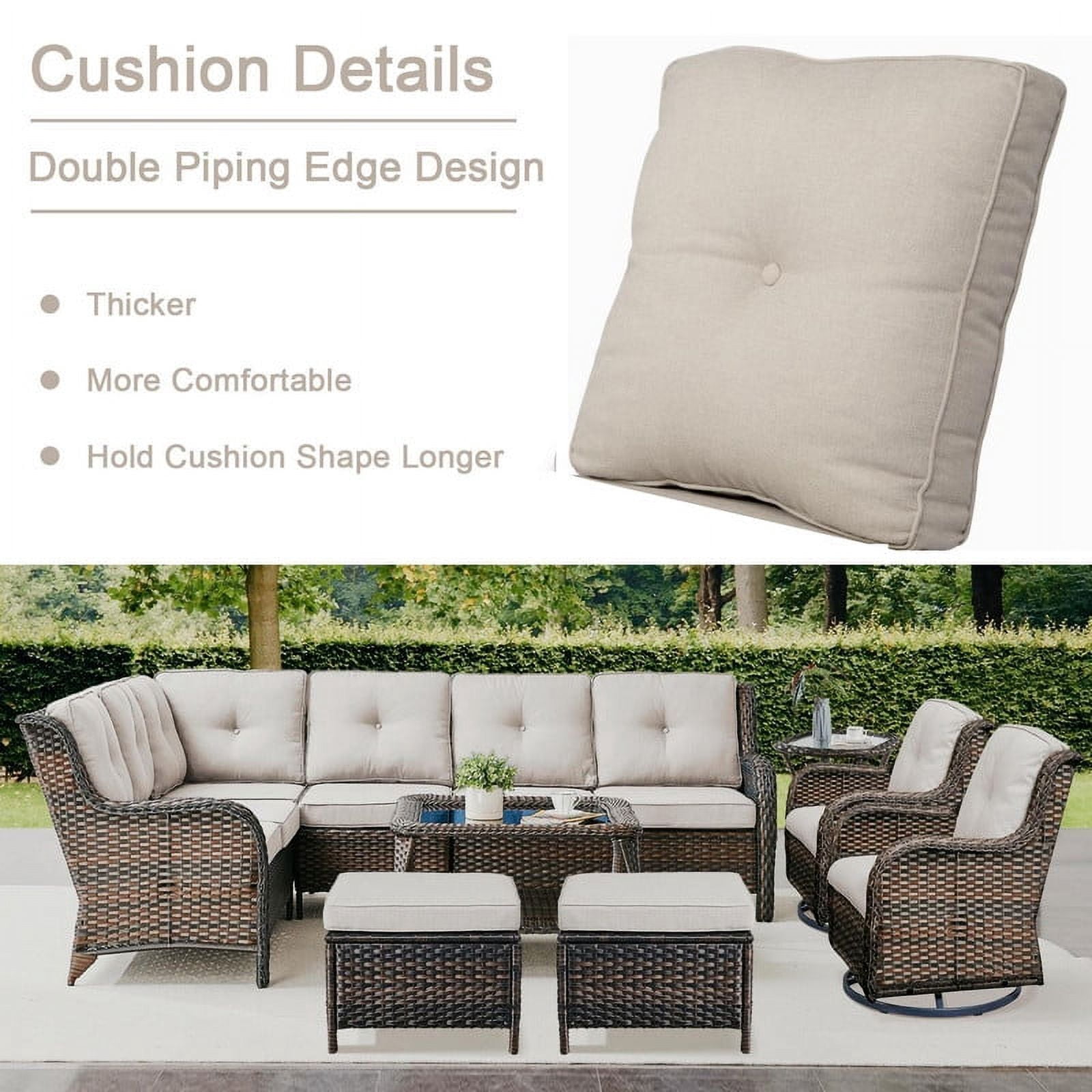 PARKWELL Outdoor 2-Piece Deep Seat Cushion,24 x 22, Water Repellent, Fade Resistant, Deep Seat Bottom and Back Cushion for Chair, Sofa, and Couch,Beige