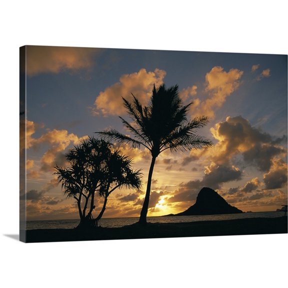 Great BIG Canvas | "Hawaii, Oahu, Kualoa County Beach Park, Mokoli'i Island At Sunrise" Canvas Wall Art - 36x24