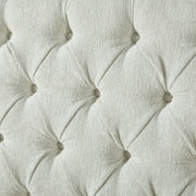 VanAcc King Size Platform Bed Frame, Chenille Upholstered Sleigh Bed Frame with Scroll Wingback Headboard & Footboard/Button Tufted/Cream