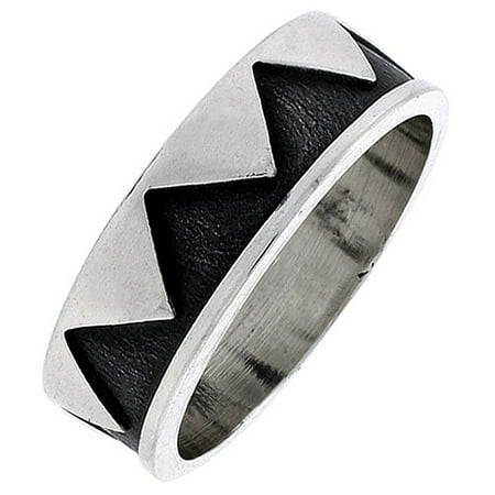 Sterling Silver Native American Design - Sterling Silver Native American Navajo Pattern Ring Southwestern Design Handmade 1/4 inch wide