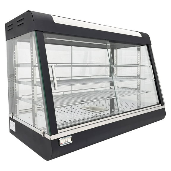35" Commercial Food Warmer Display Case Desktop Egg Tart Pizza Food Display Cabinet Three Display Shelves with Lingting 30-80°C Temperature Adjuatable 110V