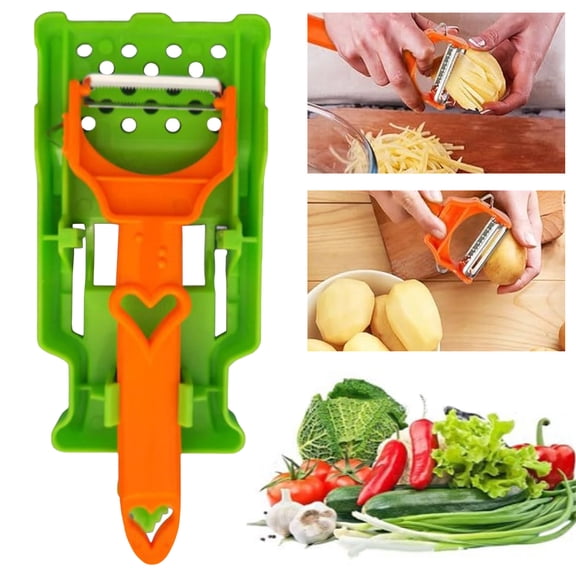 Safeglitz Multifunctional Kitchen Peeler & Slicer Set - Stainless Steel Vegetable Cutter with Grater, Julienne & Slicing Blades