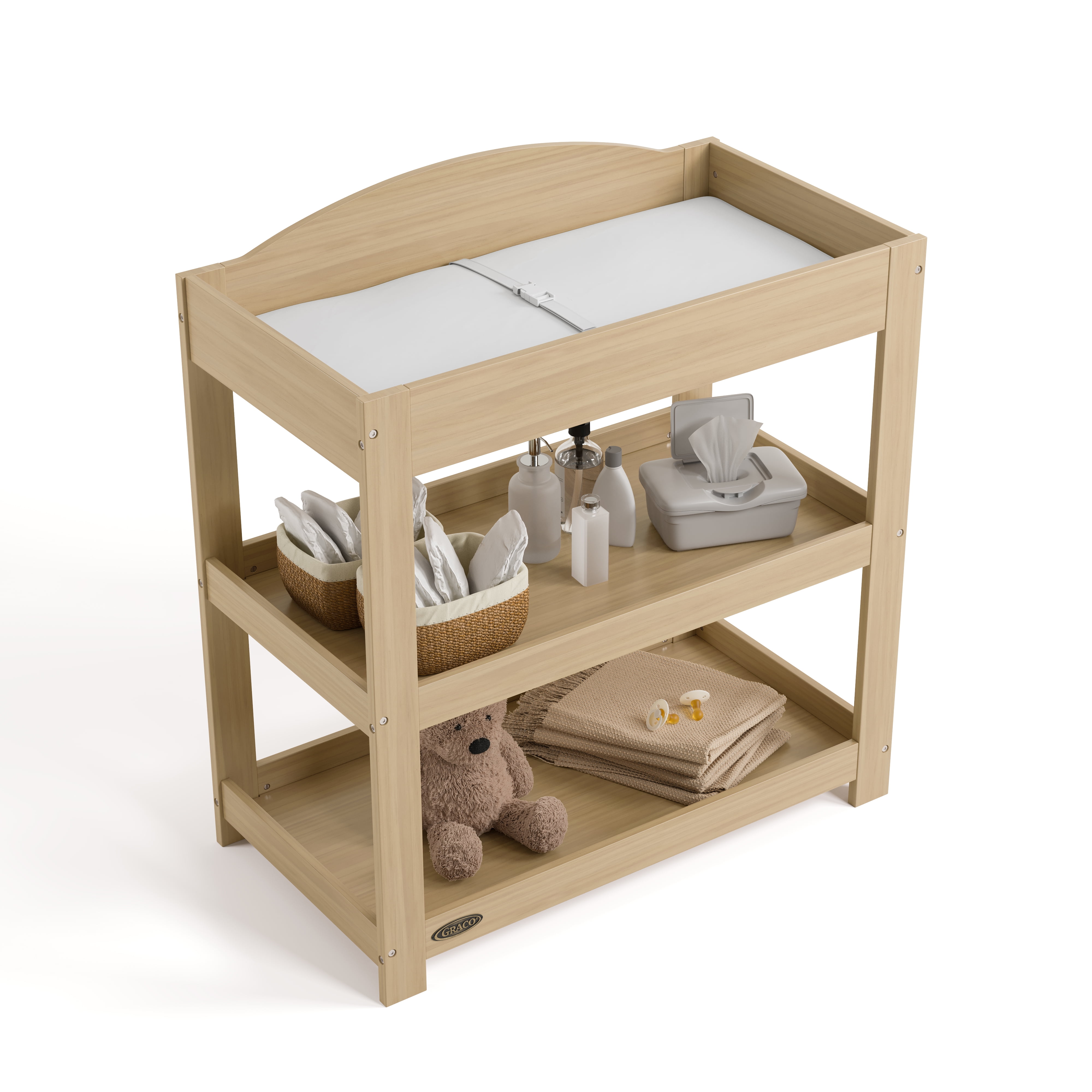 Graco Customizable Infant Changing Table with Changing Pad, Driftwood