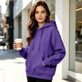 thumbnail image 4 of Hoodies for Women Casual Drawstring Hooded Sweatshirts Pullover Fall Winter Clothing with Hood and Pocket L, 4 of 7