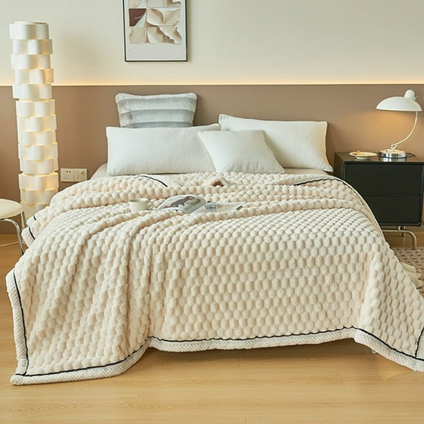 Manta para sofá, manta de franela extra gruesa de doble capa, ideal para la siesta en la oficina, cálida y cómoda, ideal para cama o sofá, manta de tela.