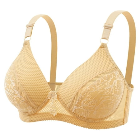 Sopiago Soft Bralettes for Women Smooth Comfort Full-Coverage T-Shirt Bra Beige L