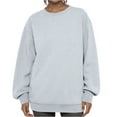 thumbnail image 2 of Womens Crewneck Sweatshirts Casual Long Sleeve Loose Pullover Soft Solid Fall Winter Tops Light Gray M, 2 of 5