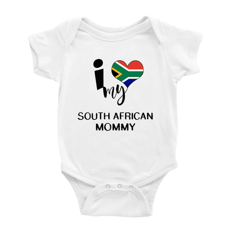 

I Heart My South African Mommy South Africa Love Flag Baby Clothes (White 12-18 Months)