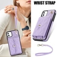 thumbnail image 3 of Case for iPhone 11, Crossbody Wristlet Case Wallet with RFID Blocking Card Slots KickStand Flip Folio PU Leather Magnetic Protective Cover Women for iPhone 11, Violet, 3 of 9