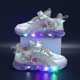 thumbnail image 1 of Zapatillas de deporte informales Led para niñas, zapatos de exterior con estampado de princesa Elsa, zapatos antideslizantes iluminados para primavera, 1 of 5