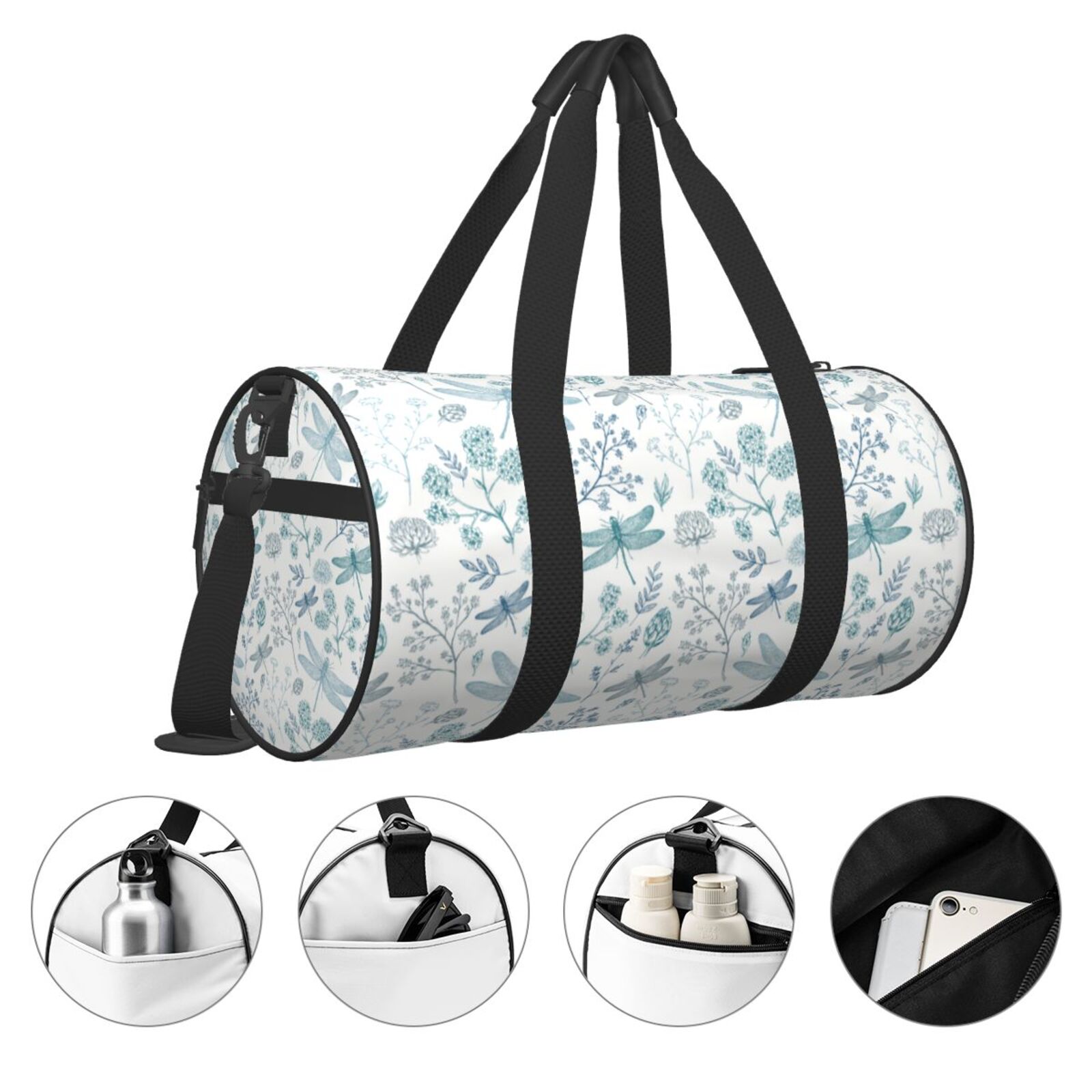 Defioc Dragonfly for Travel Duffle Bag,Weekender Bag Carry On Tote Bags Hospital Bag Large Capacity Sport Gym Bag for Men Women Fit for Trave, Gym,Weekend