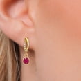 thumbnail image 3 of Gem Stone King 14K Yellow Gold Red Ruby and Lab Grown Diamond Earrings for Women | 1.15 Cttw | Gemstone July Birthstone | Round 5MM, 3 of 6