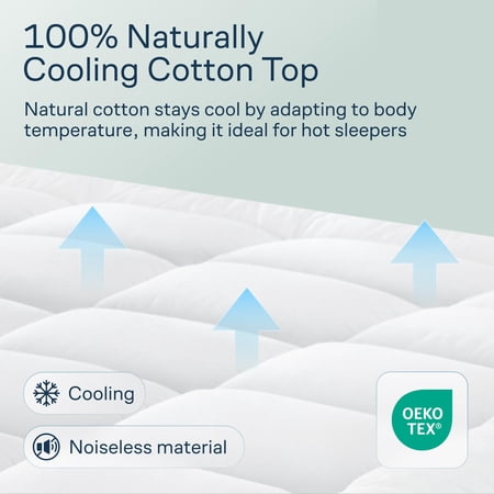 Niagara Sleep Solution 100% Cotton Top Queen Size Mattress Pad, Pillow Top