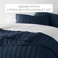 thumbnail image 2 of Noble Linens Navy Square Pattern Quilted Coverlet Set, Twin / Twin XL, 2 of 12