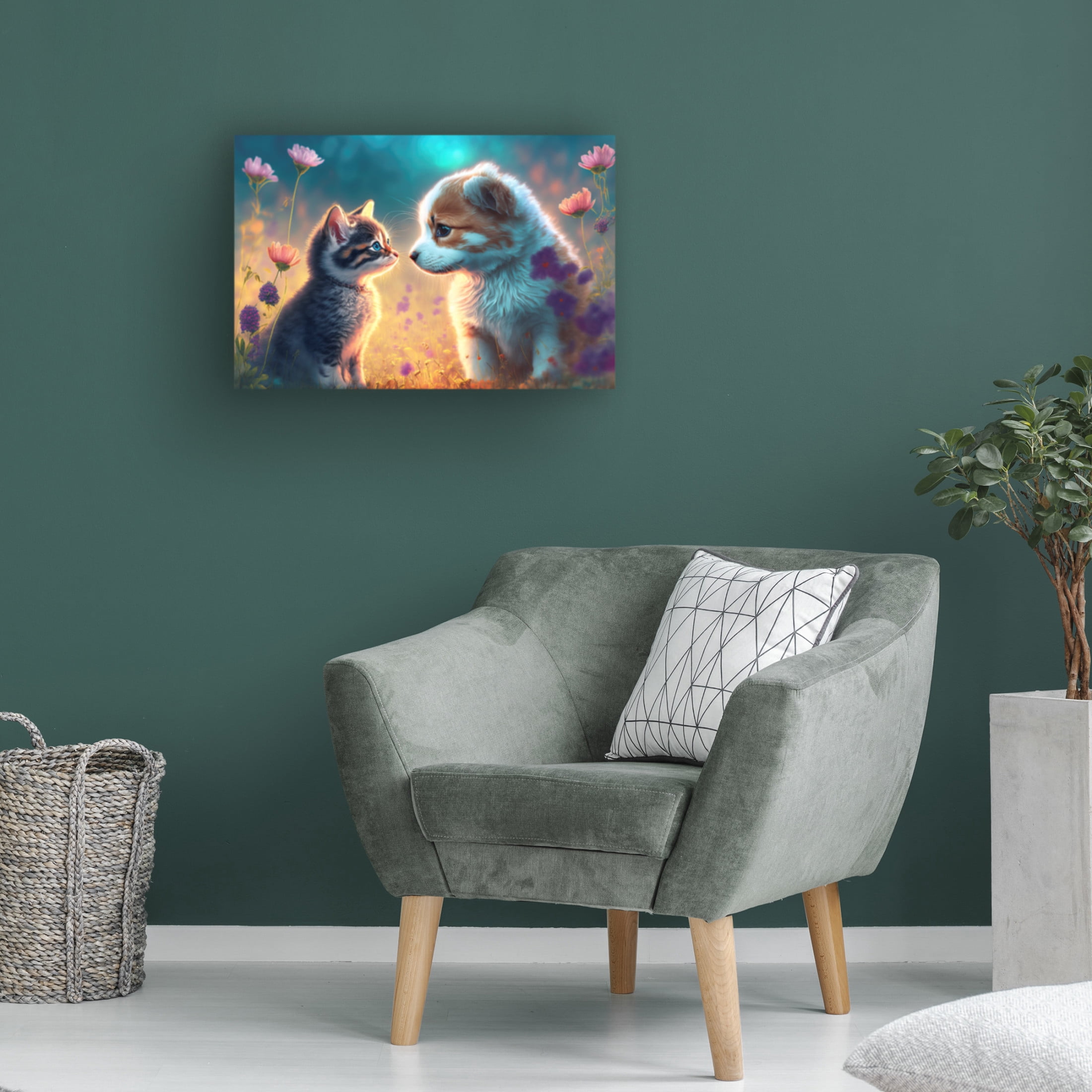 Canvas Wall Art - Ray Heere 'Cats And Dogs 5' Wall Art for Living Room, Bedroom, or Office Décor by Trademark Fine Art - 32 x 22 Inches