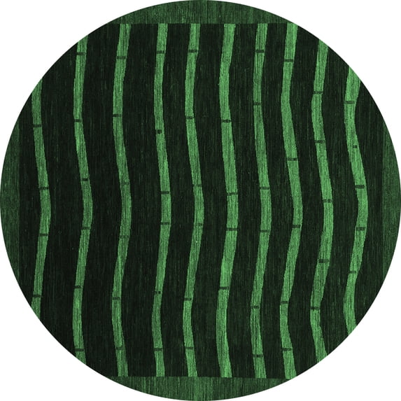 Ahgly Company Indoor Round Abstract Emerald Green Modern Area Rugs, 3' Round