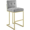 thumbnail image 3 of Modway Privy Gold Stainless Steel Upholstered Fabric Bar Stool in Gold Light Gray, 3 of 5