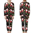 thumbnail image 2 of Renewold Santa Claus Snowflake Family Matching Pajamas Scoop Neck Sleepwear Long Sleeve Polyester Nightwear for 15-16Y Kids 2 Pieces Pj Set,Christmas Day, 2 of 5