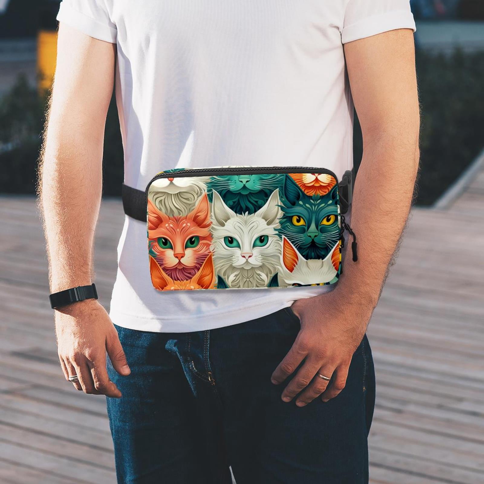 Cat Lightweight Adjustable Waist Bag with Extension Strap - Unisex Running Belt Bag
