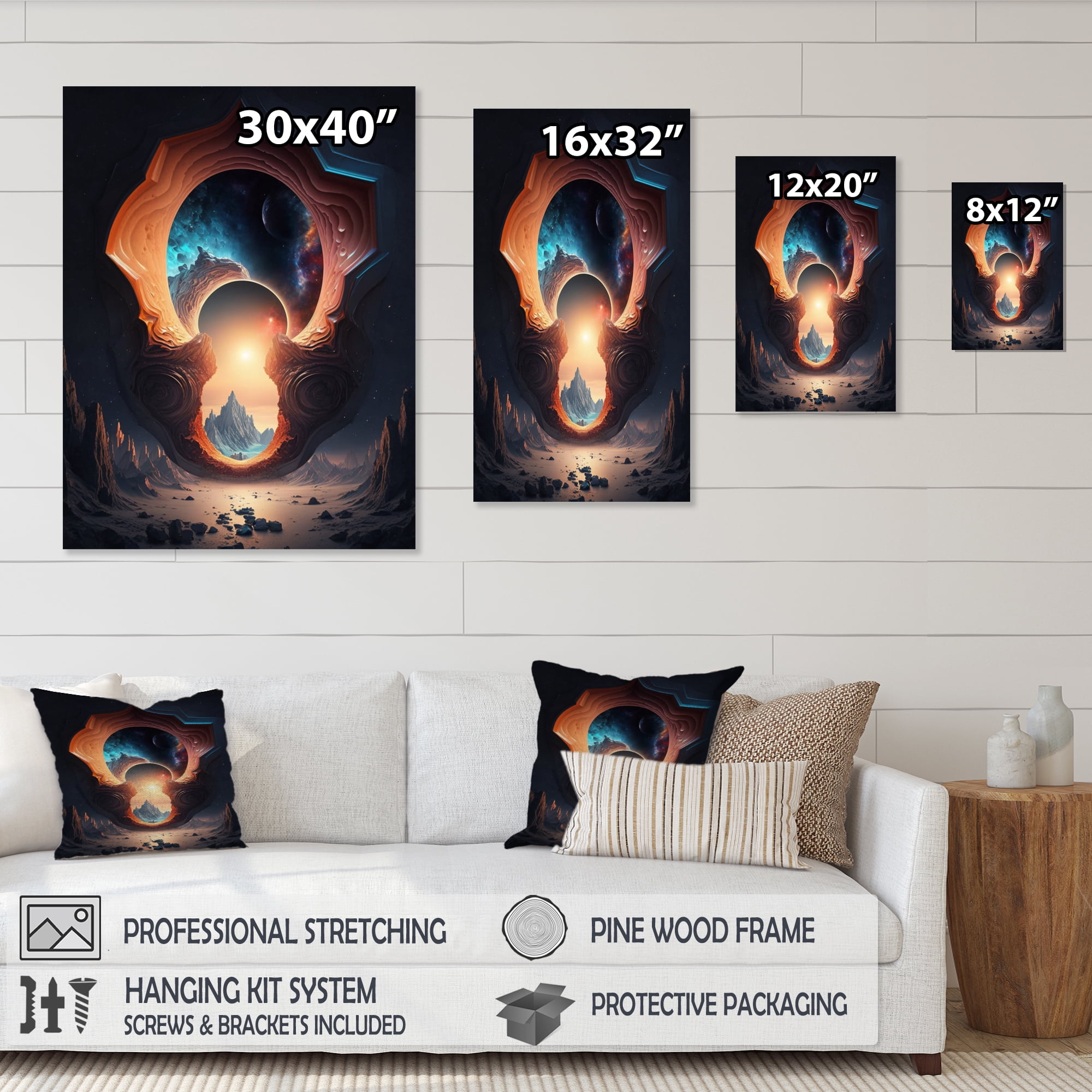 Designart Futuristic Landscape Galaxy III Canvas Wall Art