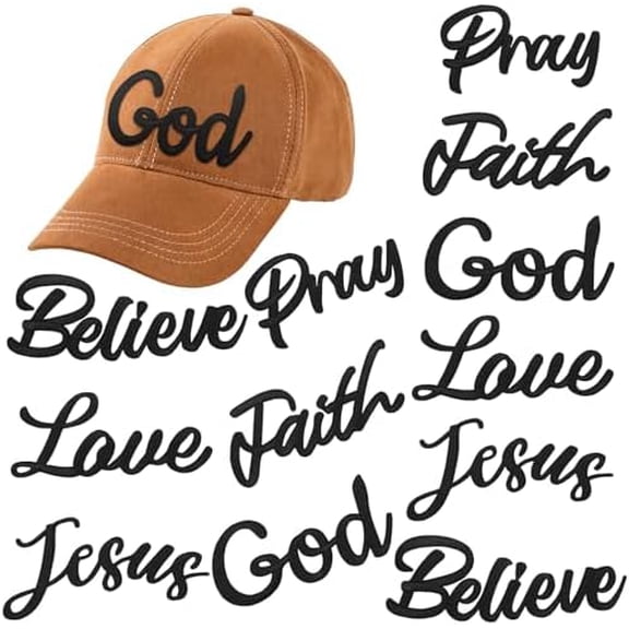 12 Pcs Christian Embroidered Iron on Patches 4-6 Inch Christian Patches Bulk Easter Motivational Religious Sew On Applique for Clothes Backpack Hat DIY Accessories(Black)